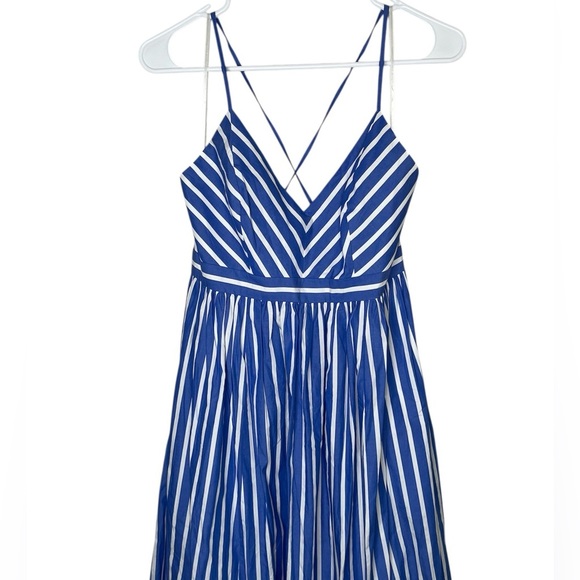 NWT J. Crew Long Drapey Spaghetti Strap Maxi Dress Blue & White Stripe Size 4 - Picture 5 of 14